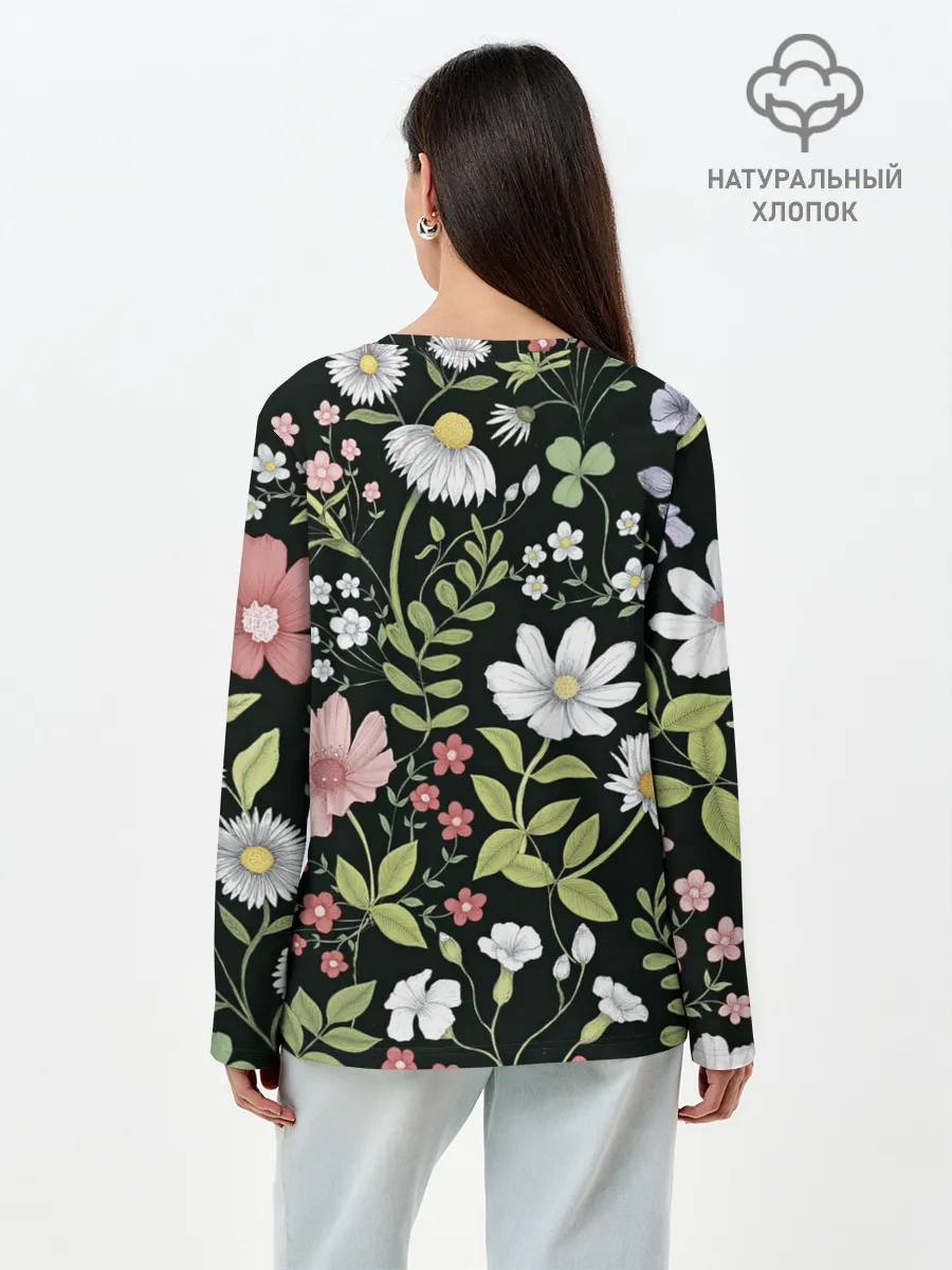 Лонгслив женский. Хлопок / Полевые цветы