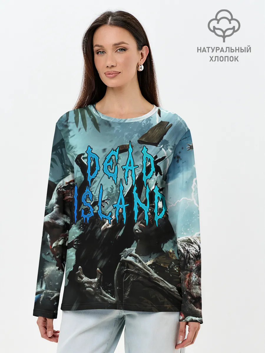 Лонгслив женский. Хлопок / Толпа зомби