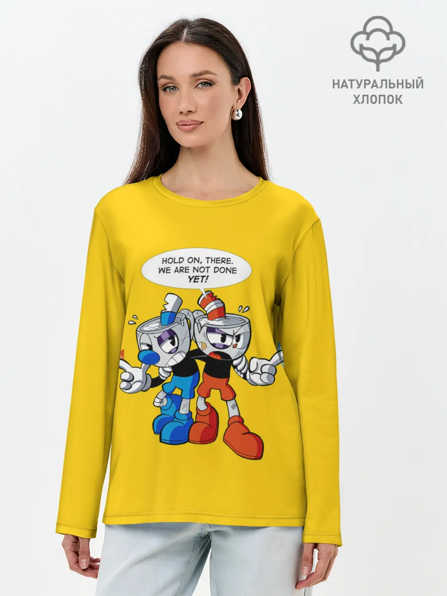 Лонгслив женский. Хлопок / Побитые кружки