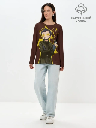 Лонгслив женский. Хлопок / Anime Adam Jensen