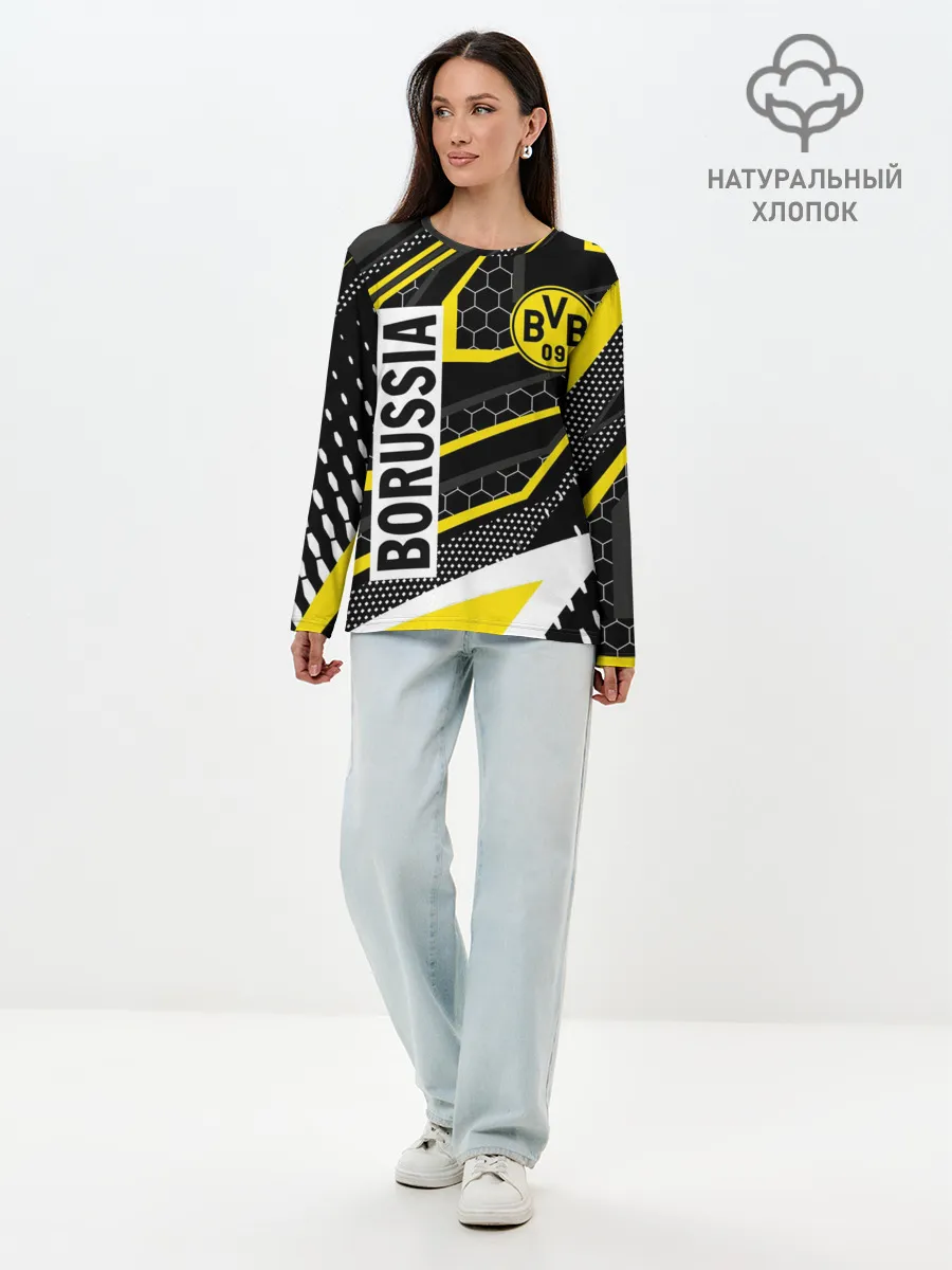 Лонгслив женский. Хлопок / ФК БОРУССИЯ / FC BORUSSIA