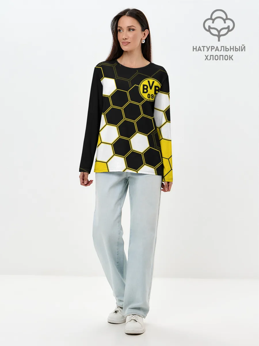 Лонгслив женский. Хлопок / ФК БОРУССИЯ / FC BORUSSIA