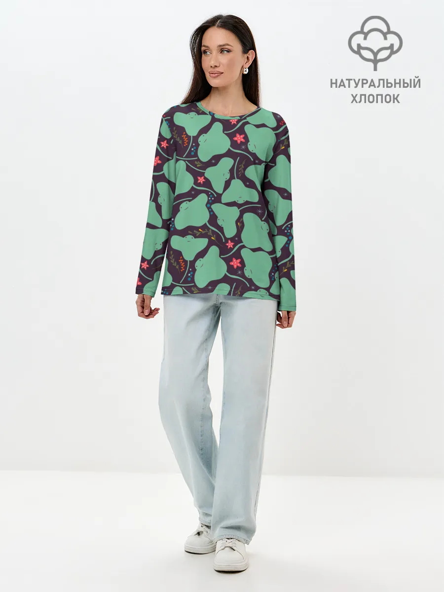 Лонгслив женский. Хлопок / Скаты