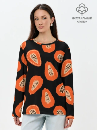Лонгслив женский. Хлопок / Папайя