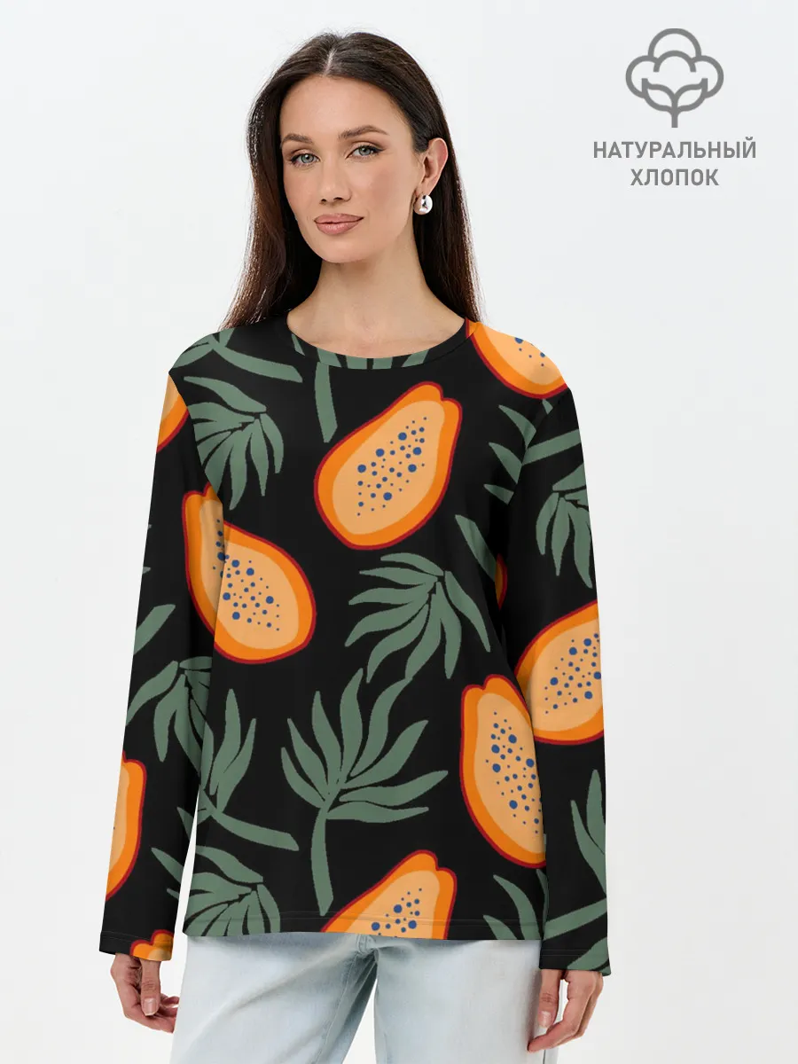 Лонгслив женский. Хлопок / Папайя