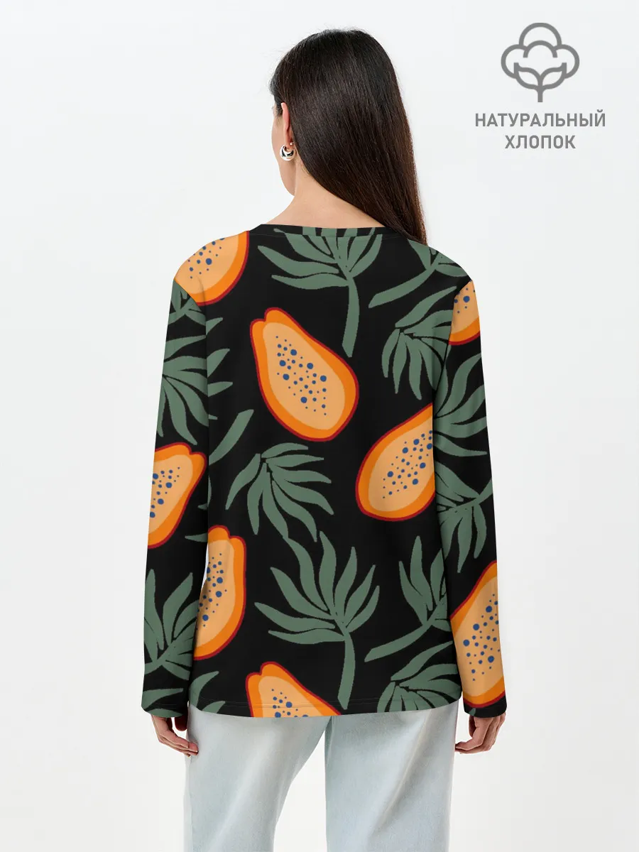 Лонгслив женский. Хлопок / Папайя