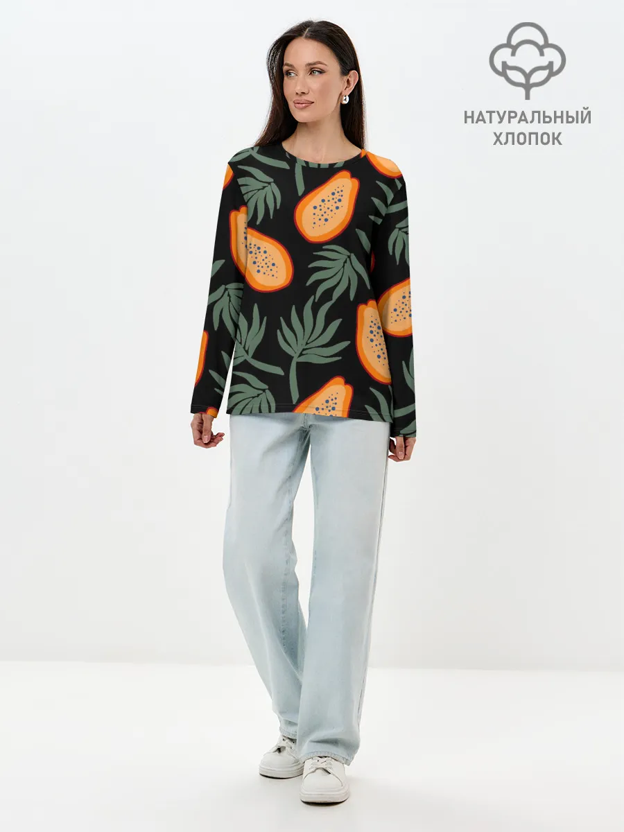Лонгслив женский. Хлопок / Папайя