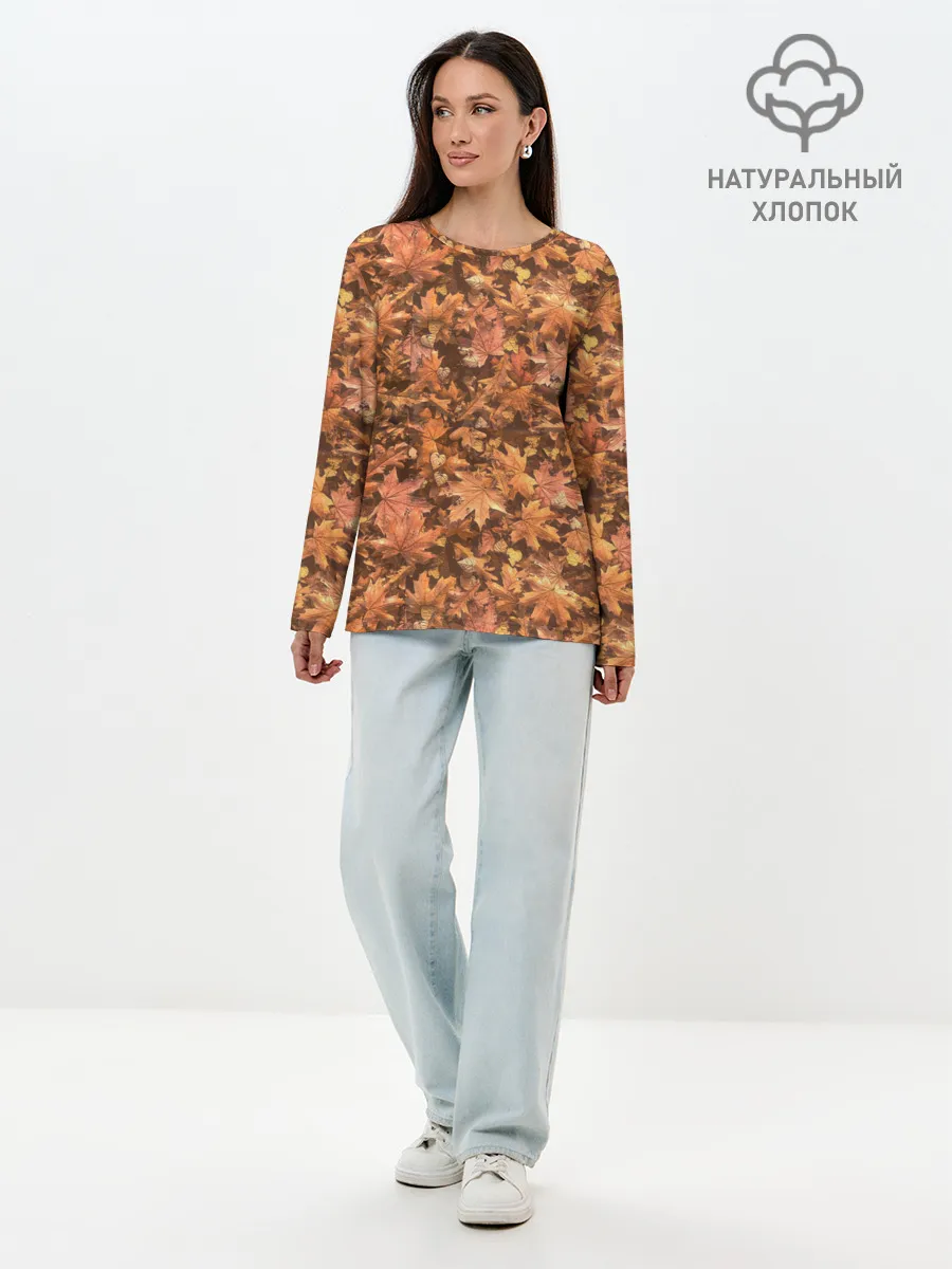 Лонгслив женский. Хлопок / Осеннее листопад
