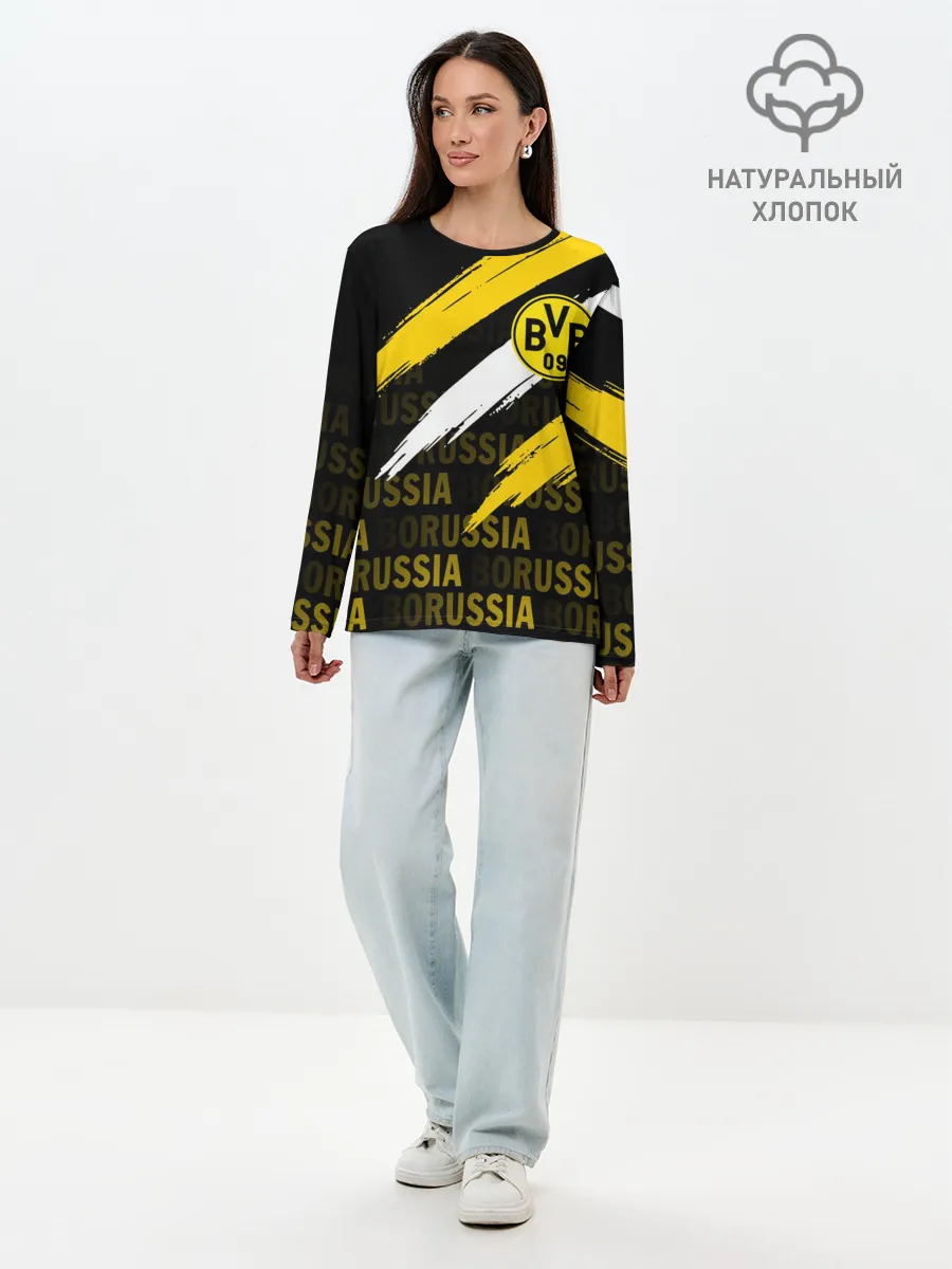 Лонгслив женский. Хлопок / ФК БОРУССИЯ / FC BORUSSIA