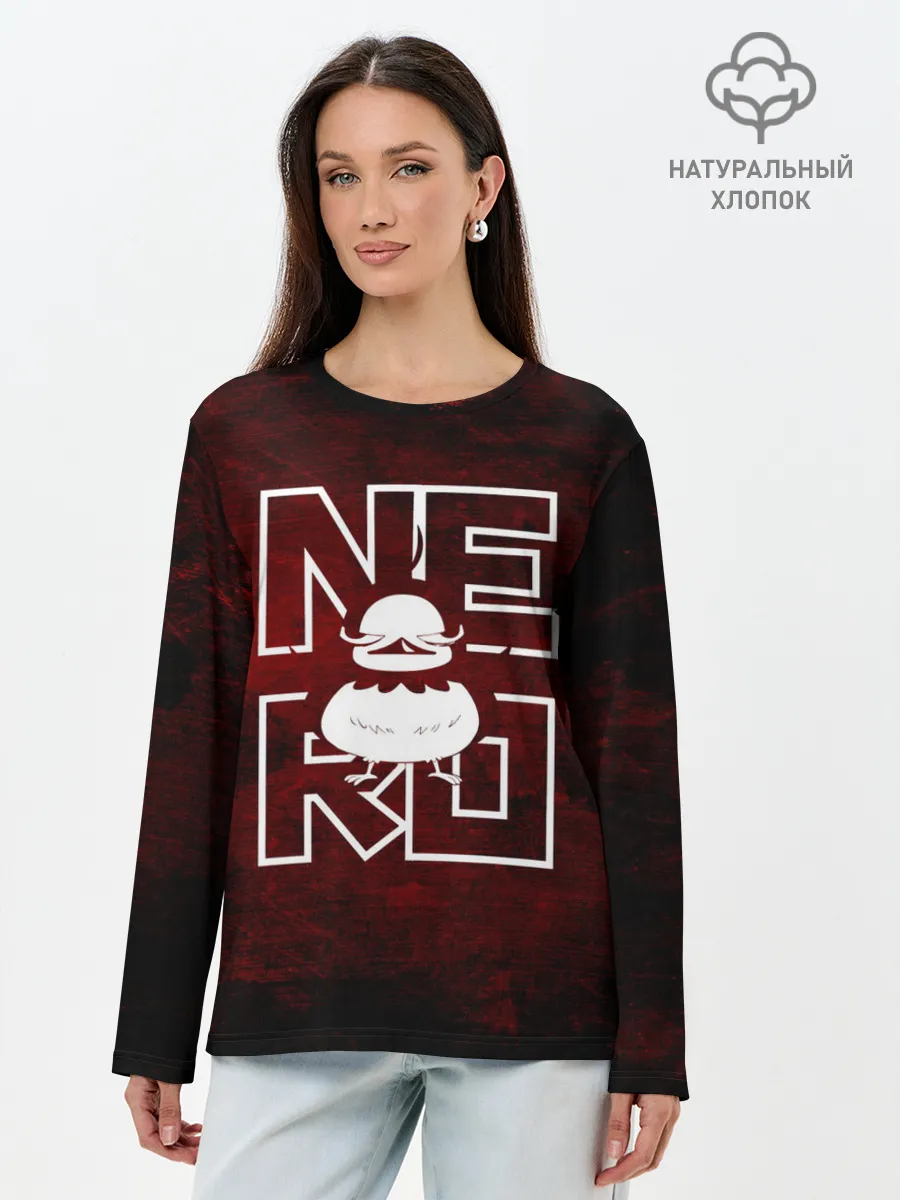 Лонгслив женский. Хлопок / Птичка НЕРО Чёрный Клевер