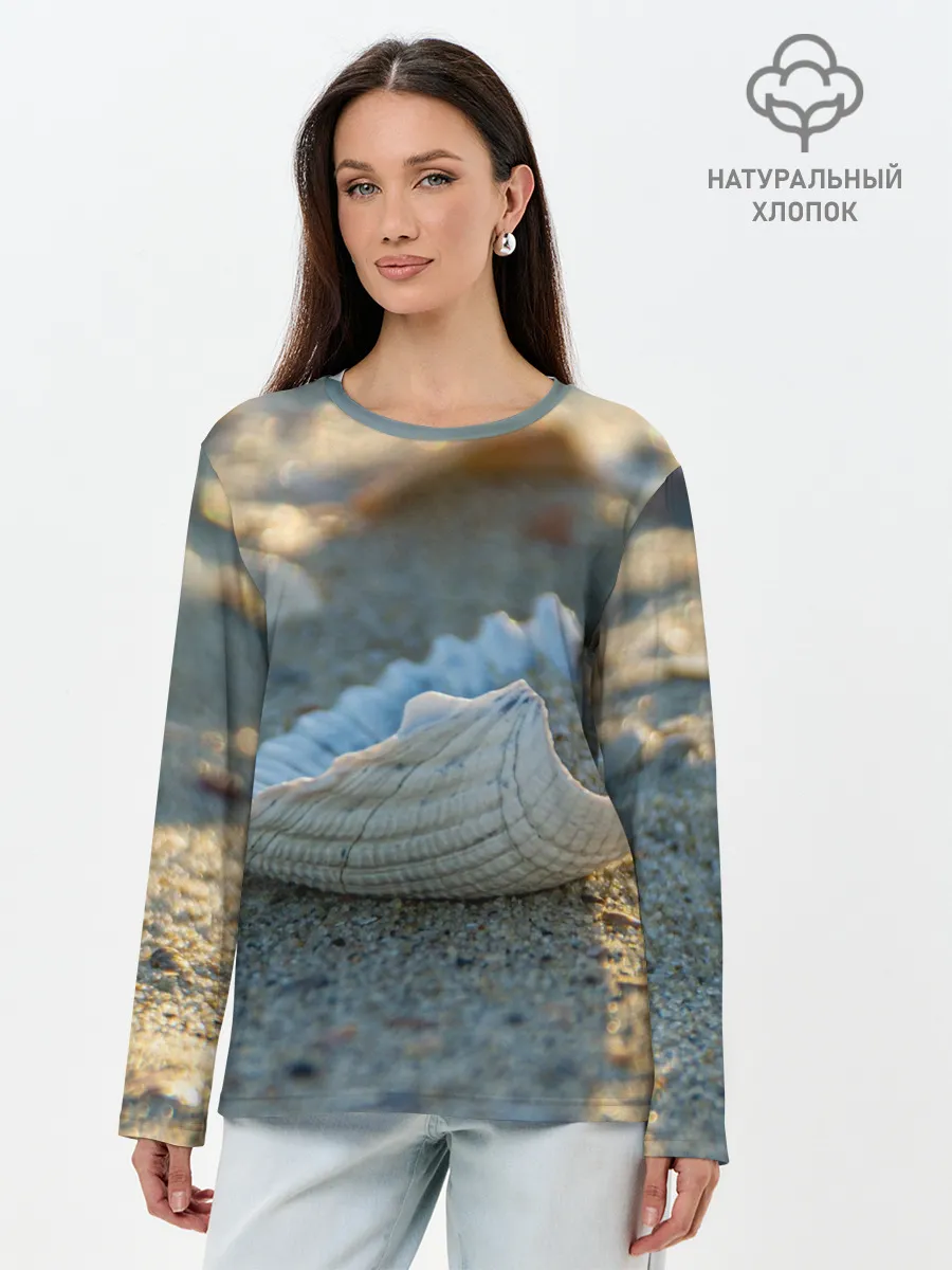Лонгслив женский. Хлопок / Морская ракушка
