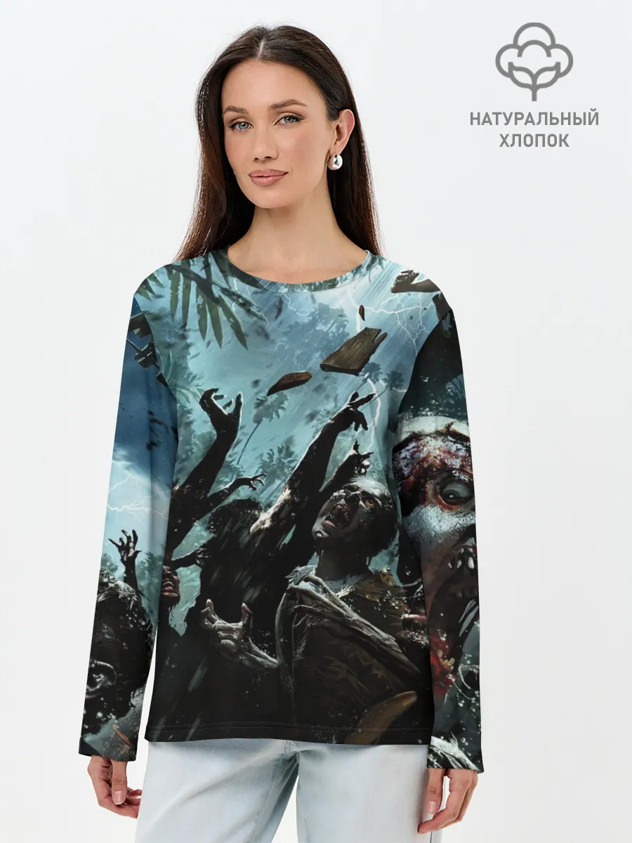 Лонгслив женский. Хлопок / Кровожадные зомби | Zombie