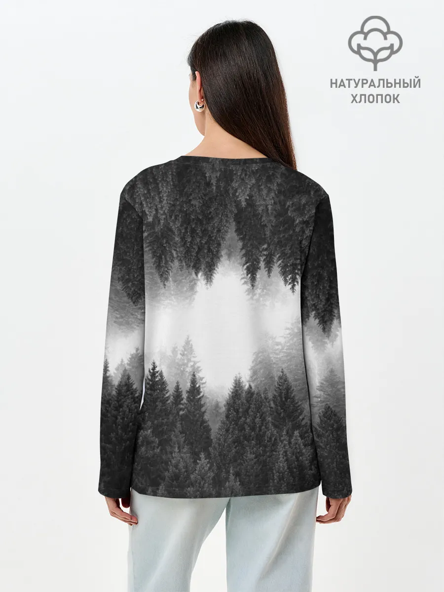 Лонгслив женский. Хлопок / Клыки леса