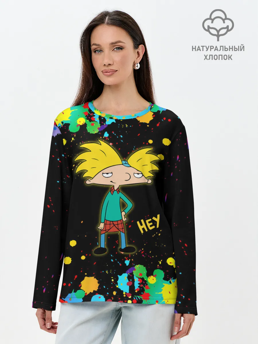 Лонгслив женский. Хлопок / Эй, Арнольд! / Hey, Arnold