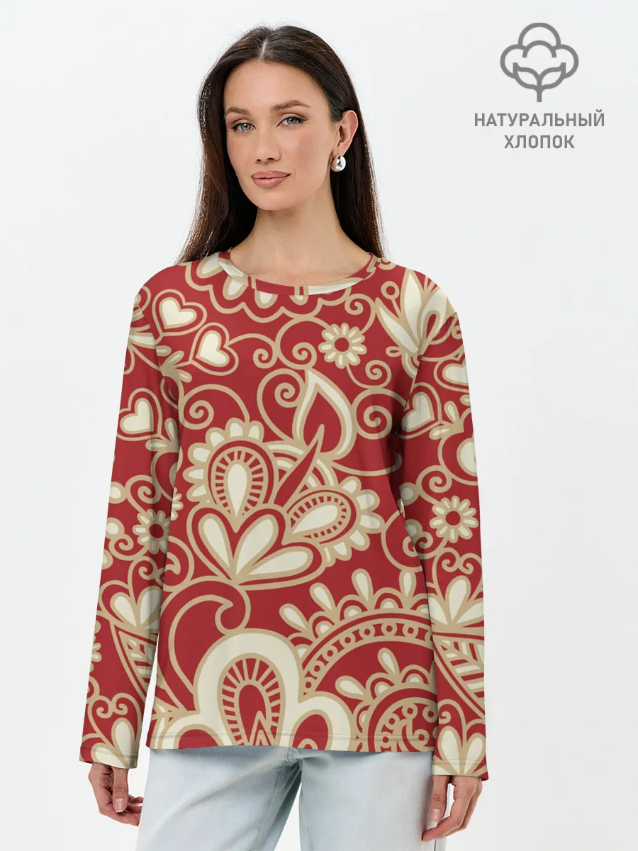 Лонгслив женский. Хлопок / КрасиВая ХохЛома