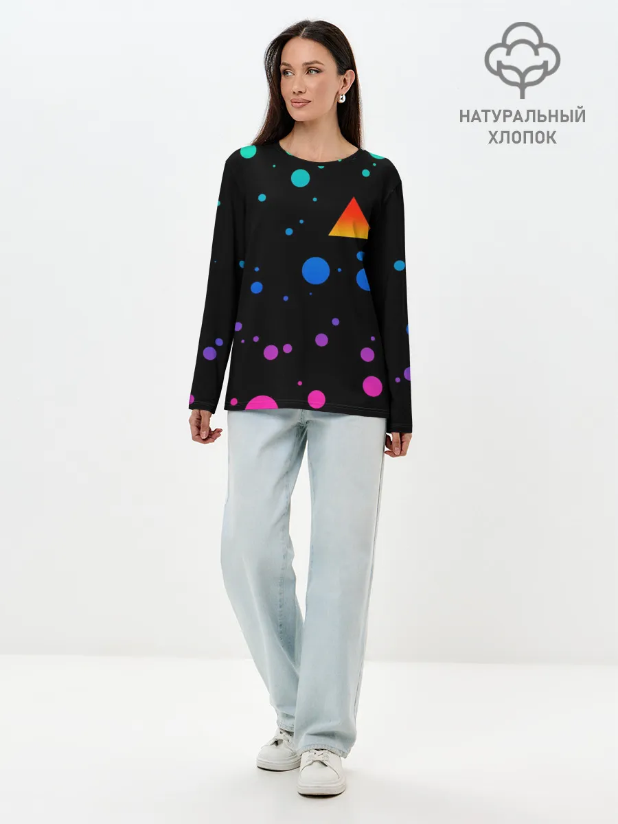 Лонгслив женский. Хлопок / геометрия