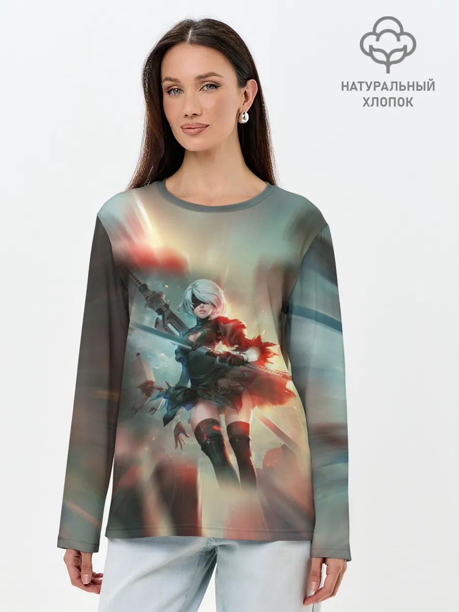 Лонгслив женский. Хлопок / 2B | Nier Automata