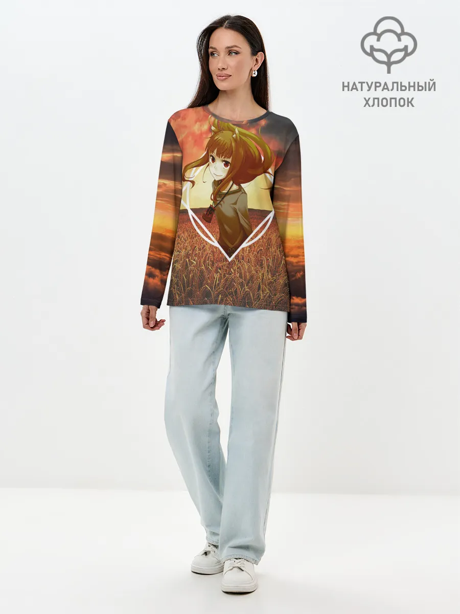 Лонгслив женский. Хлопок / Волчица Хоро