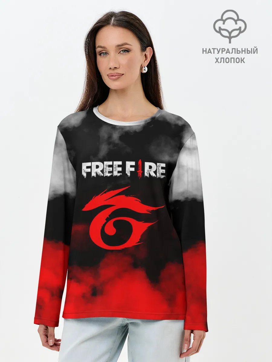 Лонгслив женский. Хлопок / GARENA FREE FIRE / ГАРЕНА ФРИ ФАЕР.