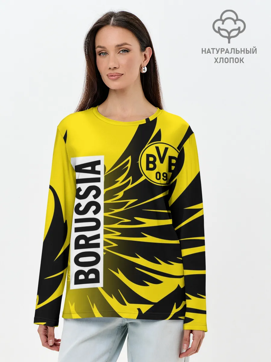 Лонгслив женский. Хлопок / ФК БОРУССИЯ / FC BORUSSIA