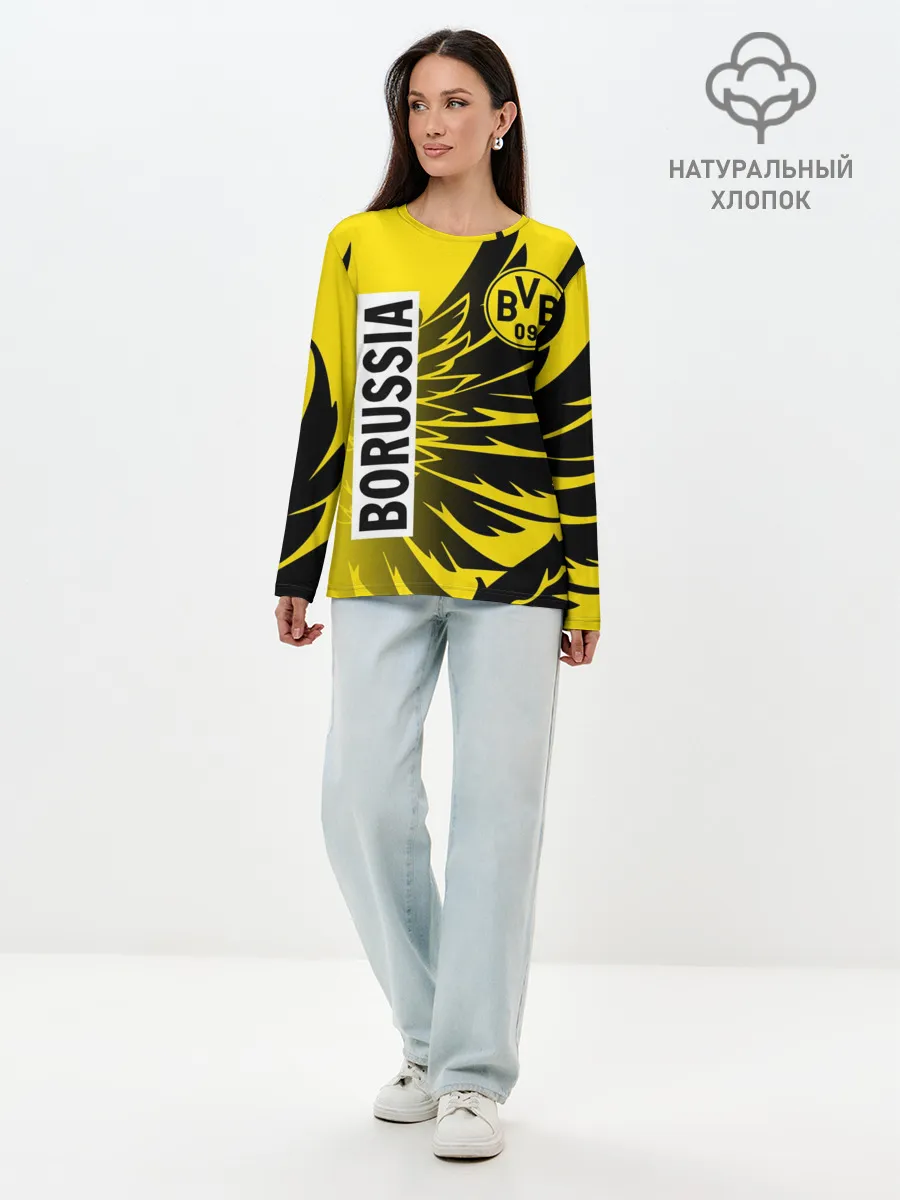 Лонгслив женский. Хлопок / ФК БОРУССИЯ / FC BORUSSIA