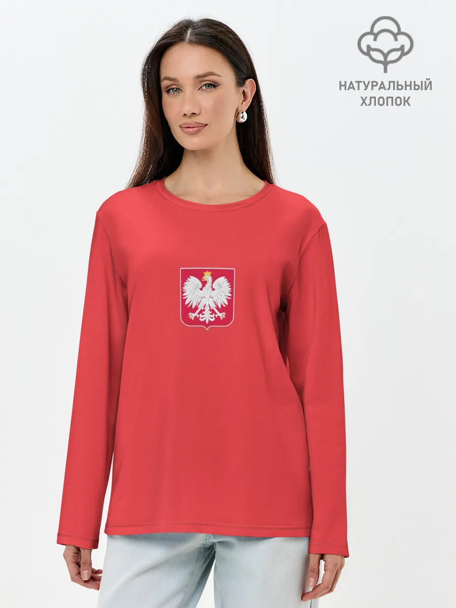 Лонгслив женский. Хлопок / Польша футбольная форма