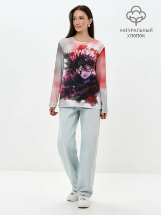 Лонгслив женский. Хлопок / Чёрный клевер Черный Аст а