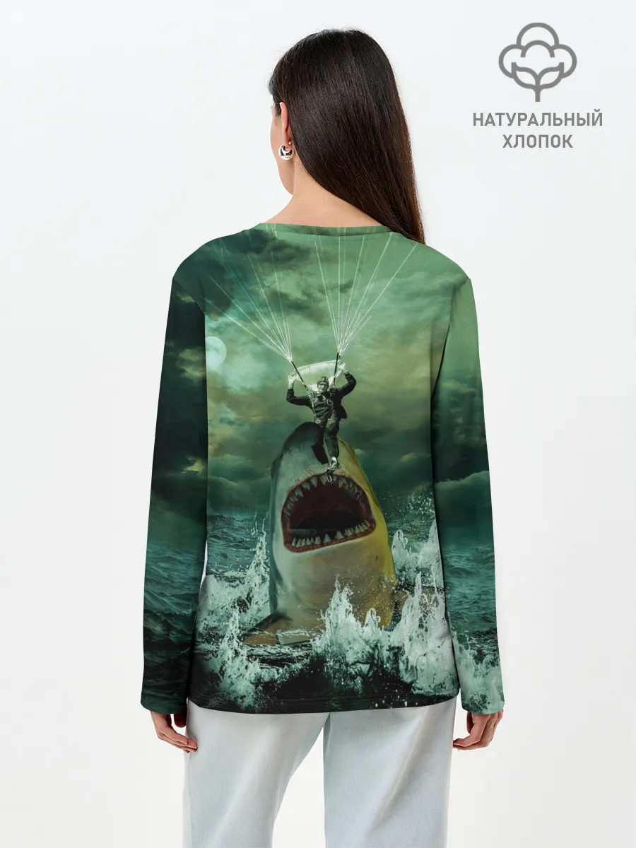 Лонгслив женский. Хлопок / Shark Attack | Акула атакует