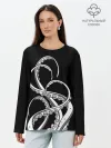 Лонгслив женский. Хлопок / Octopus Black and White