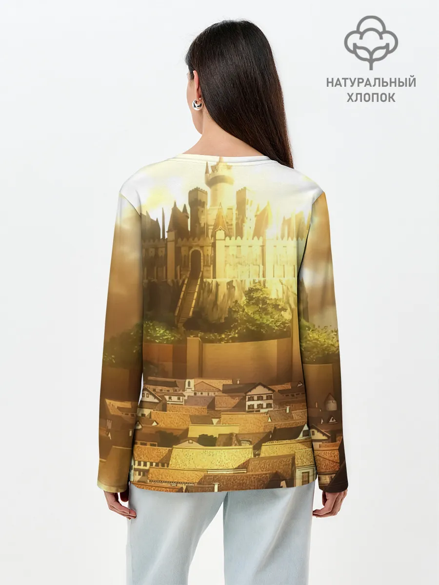 Лонгслив женский. Хлопок / Чёрный клевер город