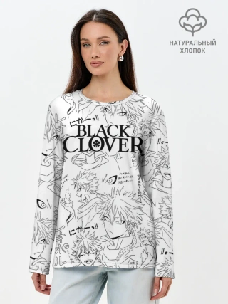 Лонгслив женский. Хлопок / Чёрный клевер образы Юно