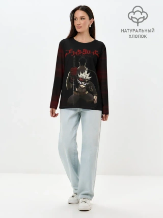 Лонгслив женский. Хлопок / Ями Сукэхиро черный Аста катана