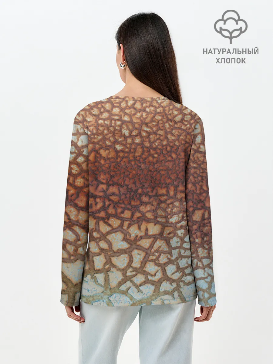 Лонгслив женский. Хлопок / Пустынные Трещины