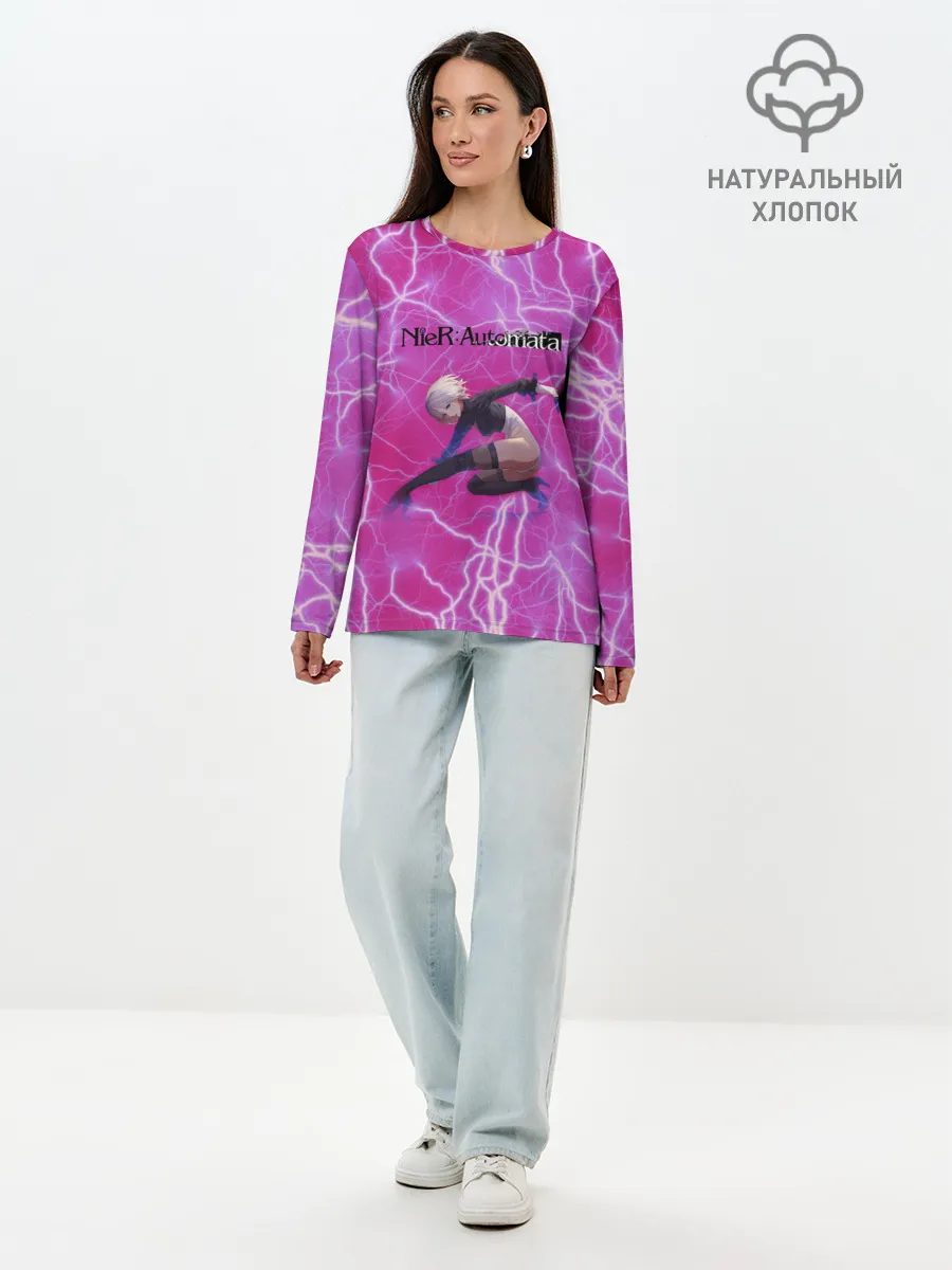 Лонгслив женский. Хлопок / YoRHa Light | Nier Automata