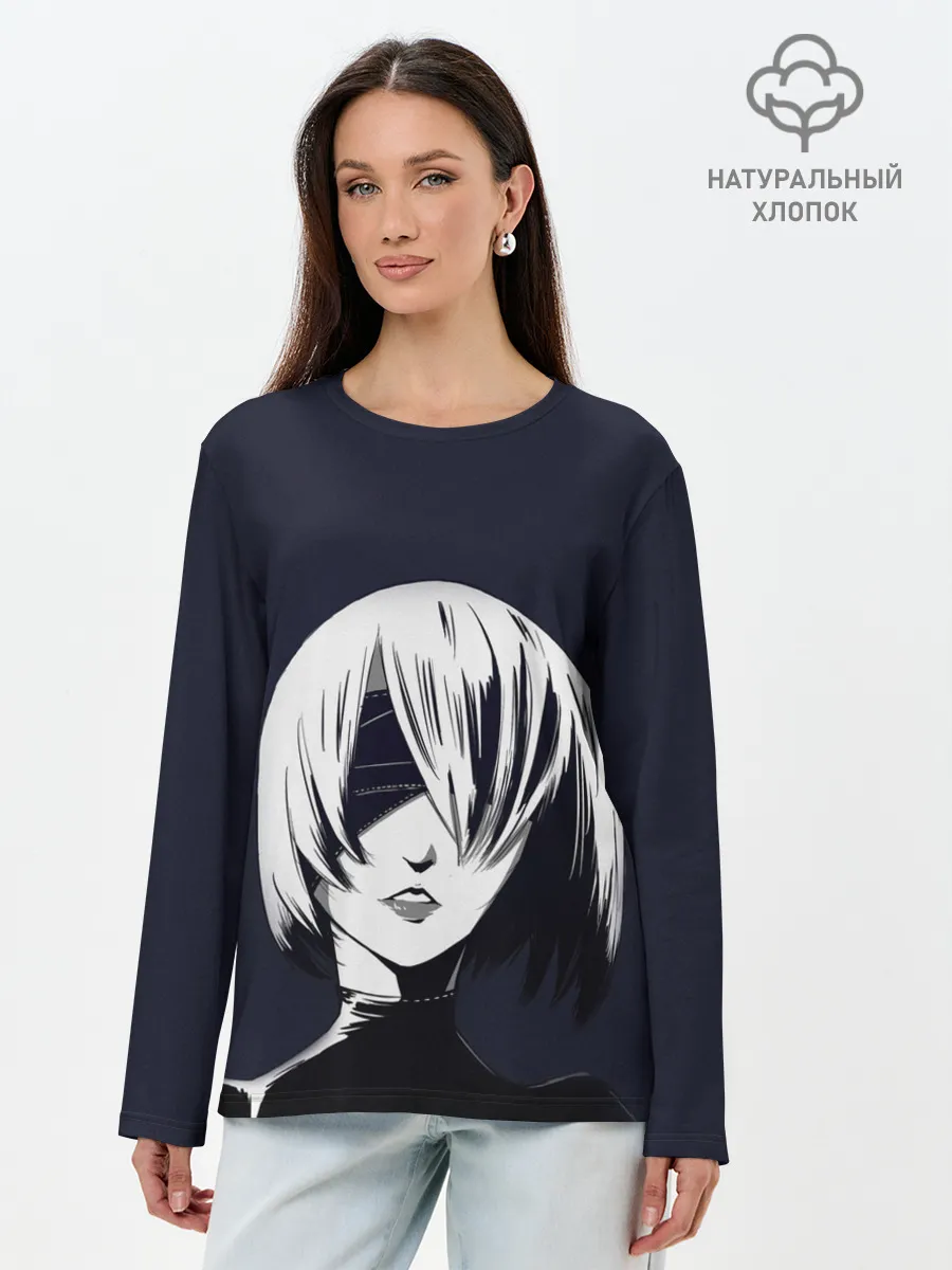 Лонгслив женский. Хлопок / Nier Automata | 2B