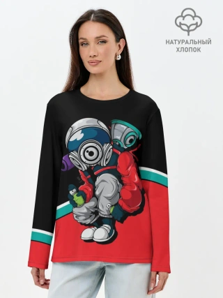 Лонгслив женский. Хлопок / Граффити