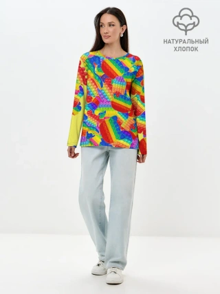 Лонгслив женский. Хлопок / Разные Pop It масляная краска