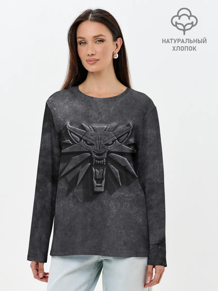 Лонгслив женский. Хлопок / THE WITCHER КАМЕНЬ ЛОГО