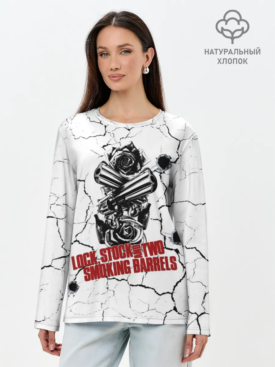 Лонгслив женский. Хлопок / Lock, money, two barrels $$$