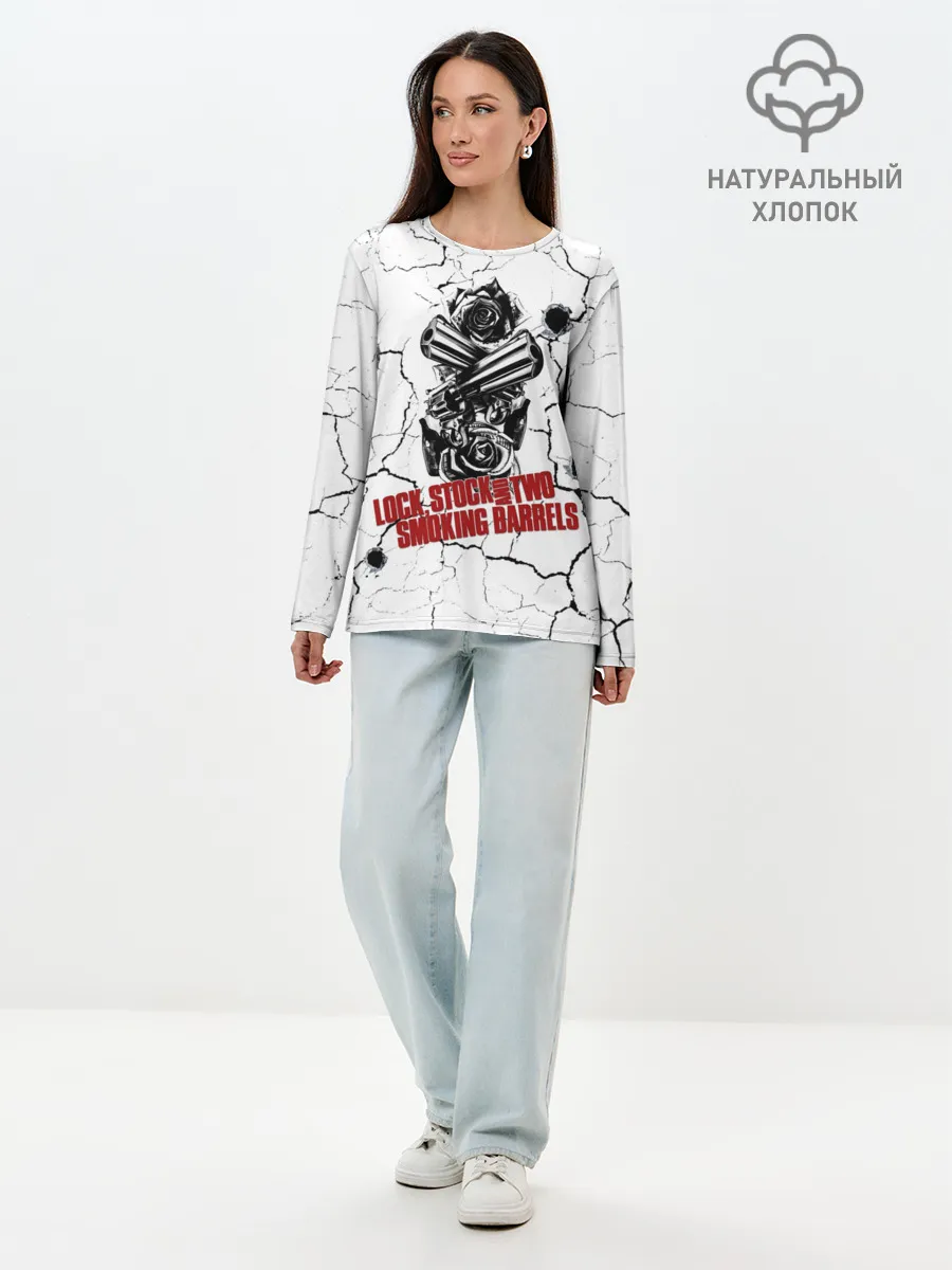Лонгслив женский. Хлопок / Lock, money, two barrels $$$