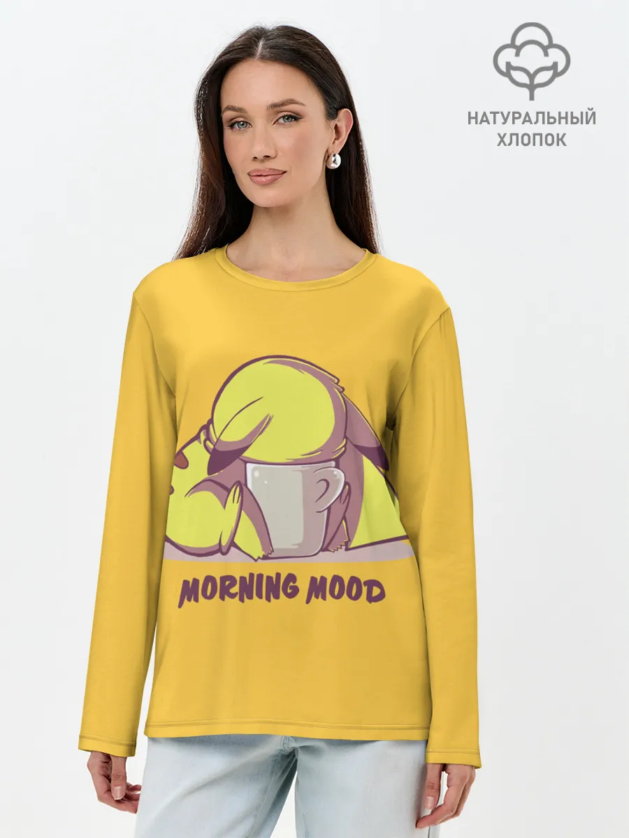 Лонгслив женский. Хлопок / Pikachu morning mood