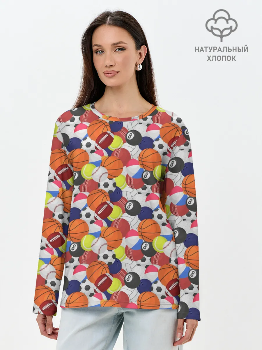 Лонгслив женский. Хлопок / Спорт