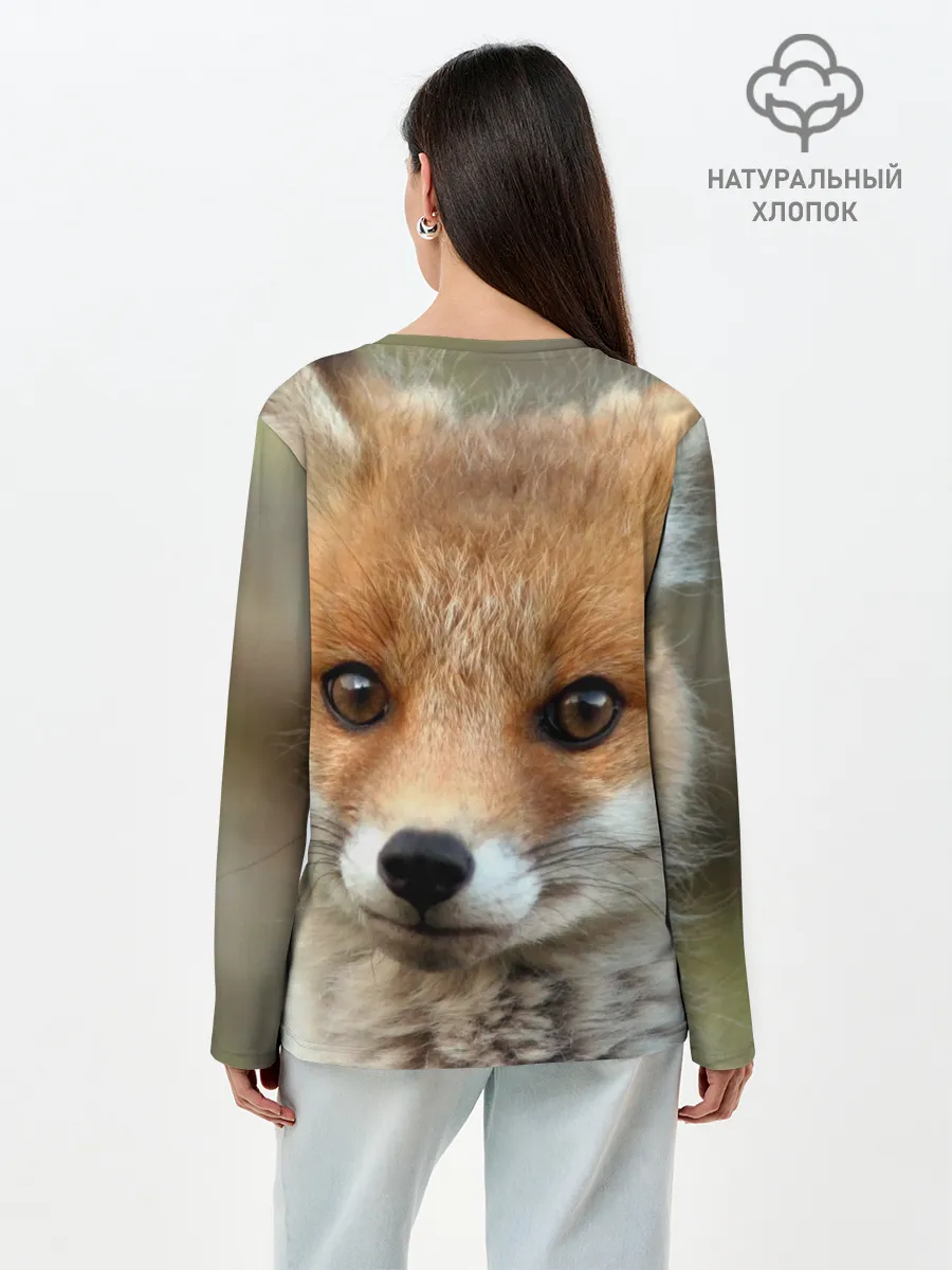 Лонгслив женский. Хлопок / Миленький лисенок