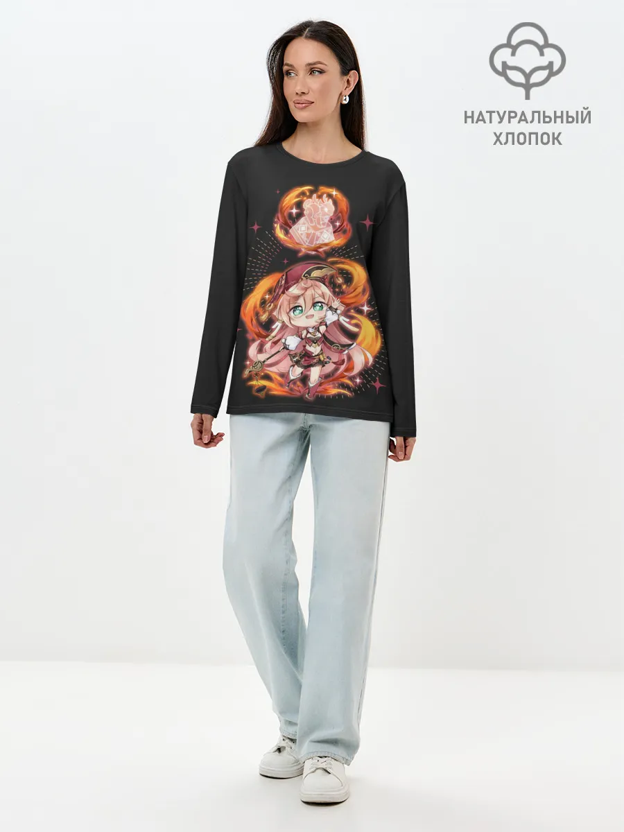 Лонгслив женский. Хлопок / Chibi Yanfei GI