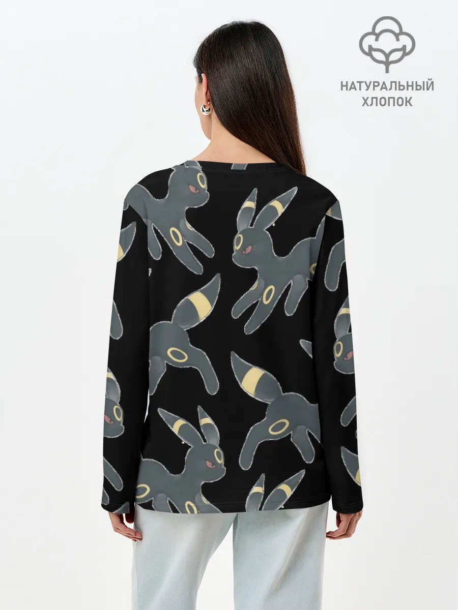 Лонгслив женский. Хлопок / покемон Амбреон