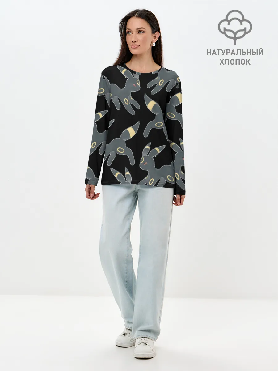 Лонгслив женский. Хлопок / покемон Амбреон