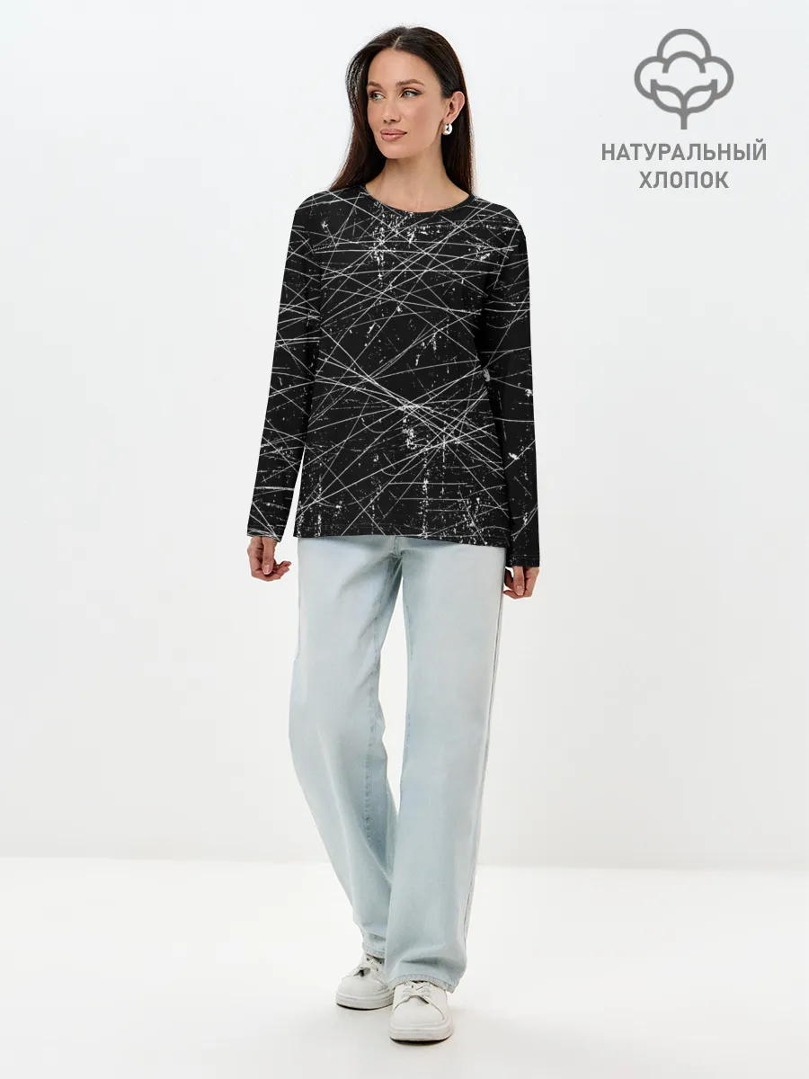 Лонгслив женский. Хлопок / ГРАНЖ / GRUNGE Ч/Б