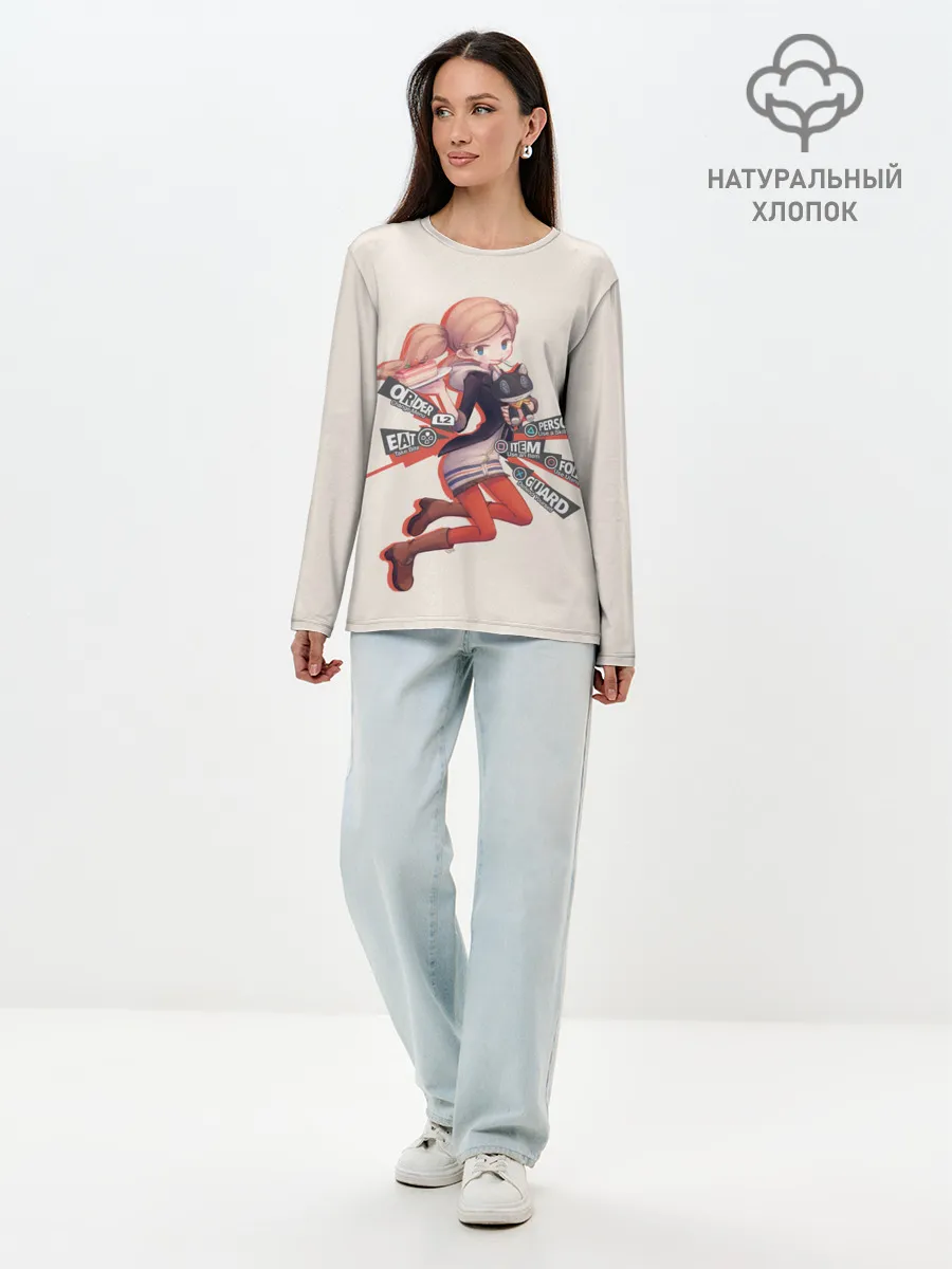 Лонгслив женский. Хлопок / Няшная Такамаки