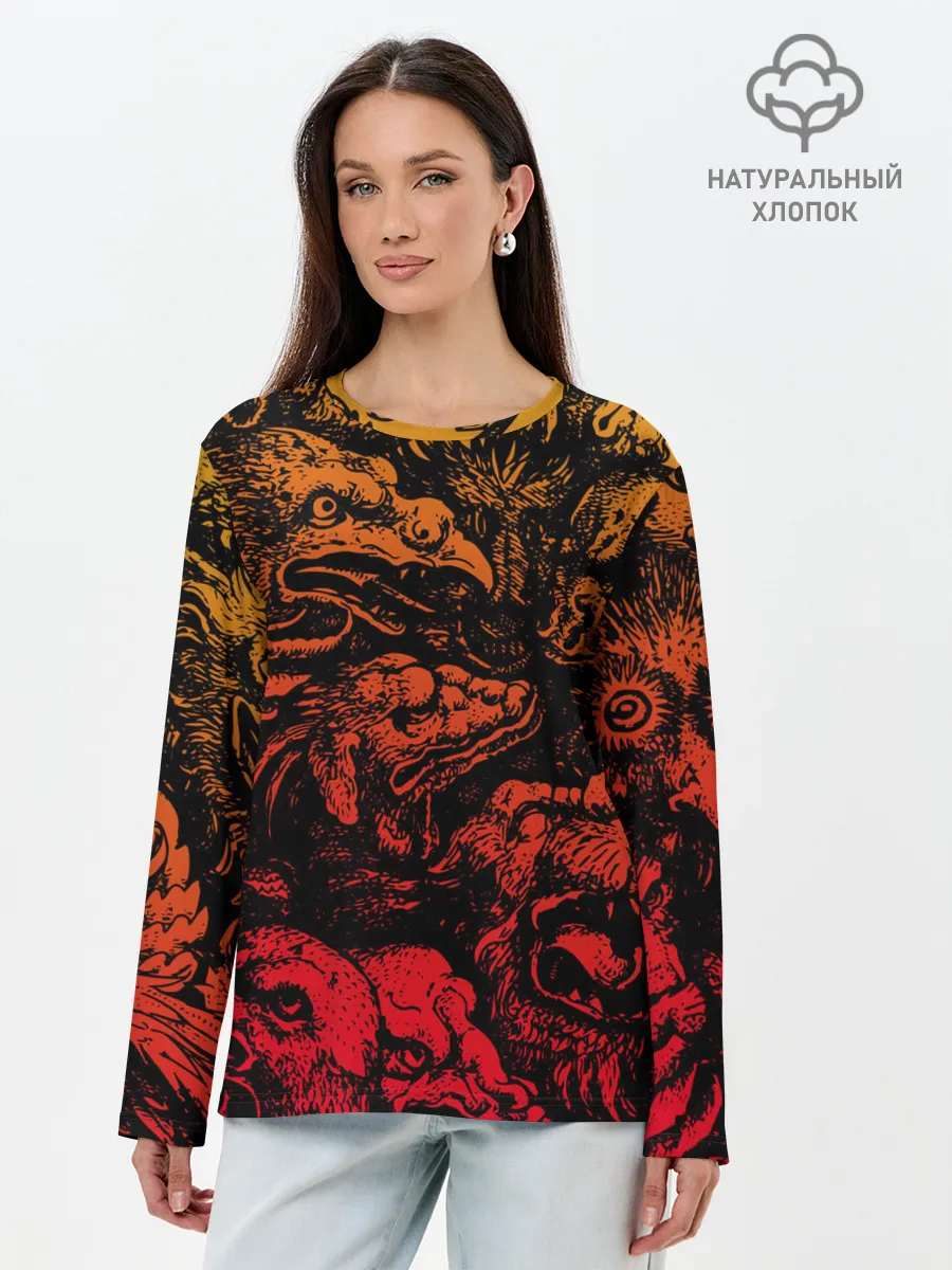 Лонгслив женский. Хлопок / Grotesque animals