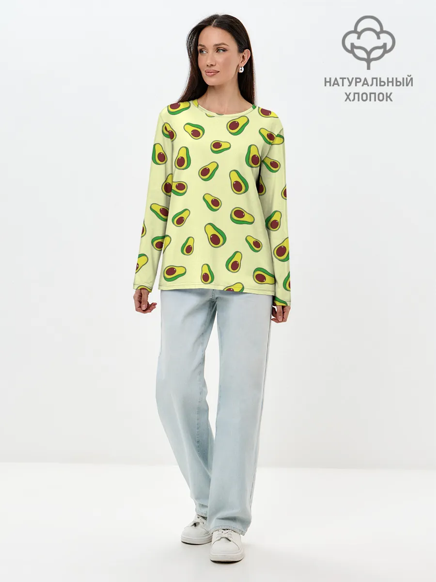 Лонгслив женский. Хлопок / Авокадо / Avocado
